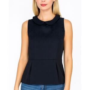 2/$30 J. Crew Jacquard Peter Pan Peplum Top Navy Blue Sleeveless 06352 Size 6
